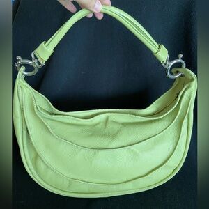 OKI DOKI Leather Green Ridged Saddle Hobo Bag Made in Italy